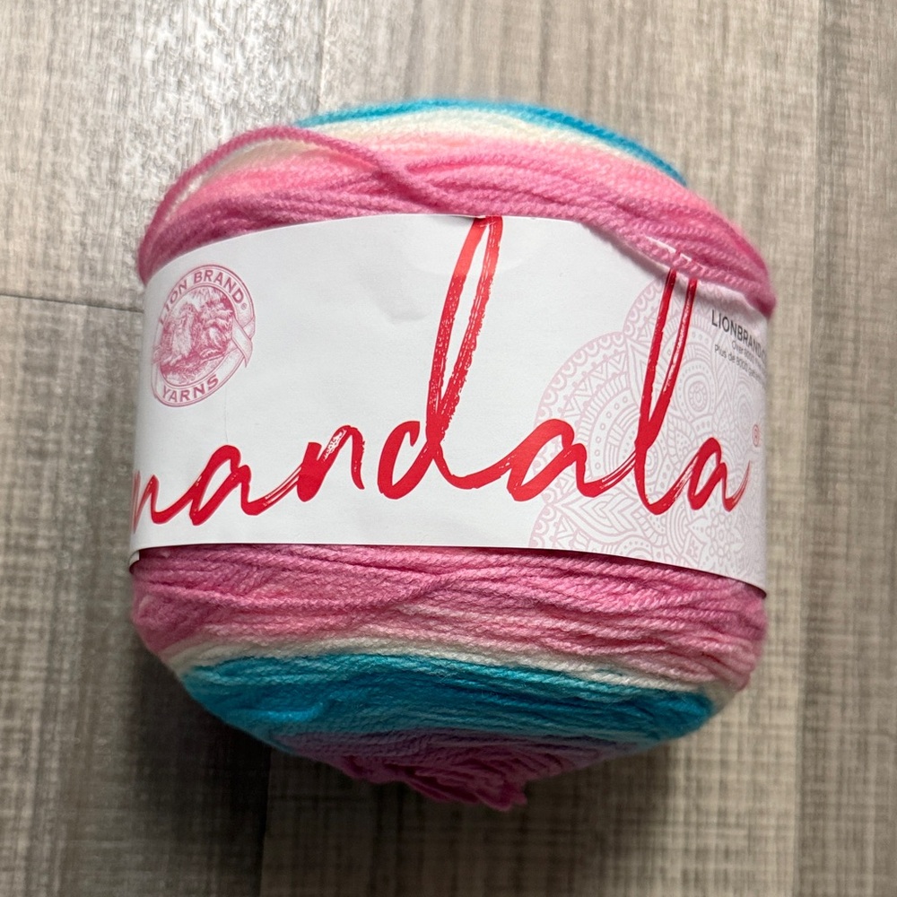 Lion Brand Mandala Yarn in Pink and Blue